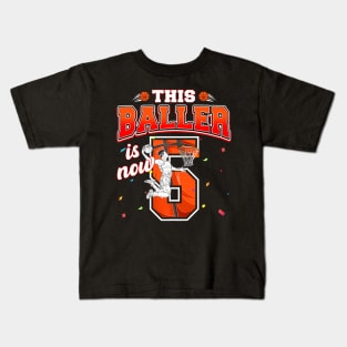 This Basketball Baller Is Now 5 Years Old Happy My Birthday Kids T-Shirt